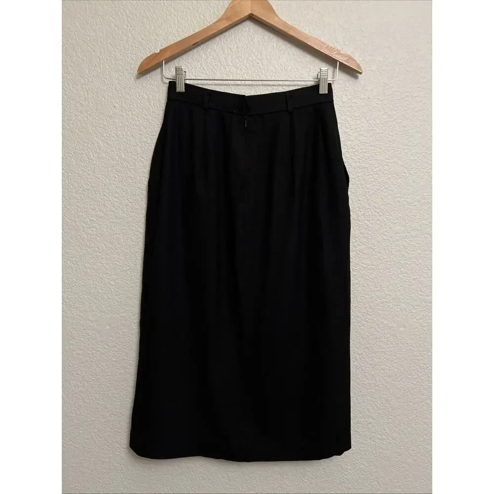 Vintage Evan Picone Midi Pencil SKirt Classic Old Money Black Lined Made in USA